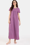 Zivame Desi Drama Knit Cotton Full Length Nightdress - Begonia Pink — thumbnail 2